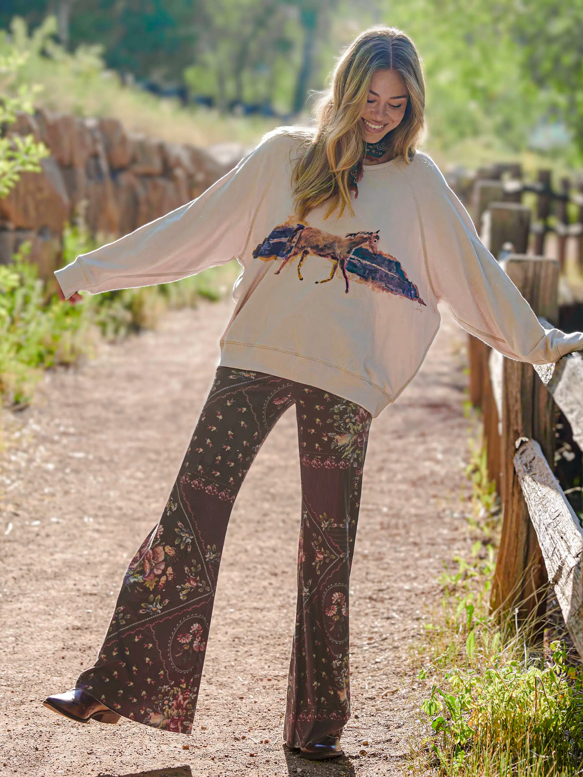 Old School Cotton Sweatshirt - Horse
