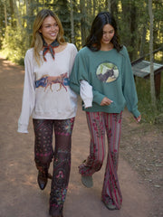 Old School Cotton Sweatshirt - Evergreen Donkeys