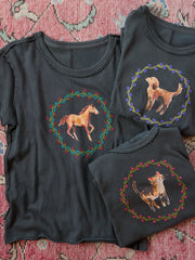 Printed Embroidered Cotton Baby Tee - Horse