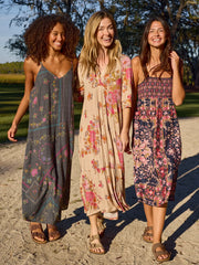 Spring In Your Step Midi Dress - Mandala Bandana Navy