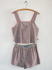 Embroidered Striped Tank - Terracotta Tide
