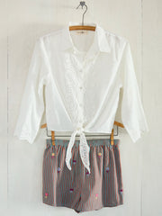 Lyla Cotton Eyelet Tie Top - White