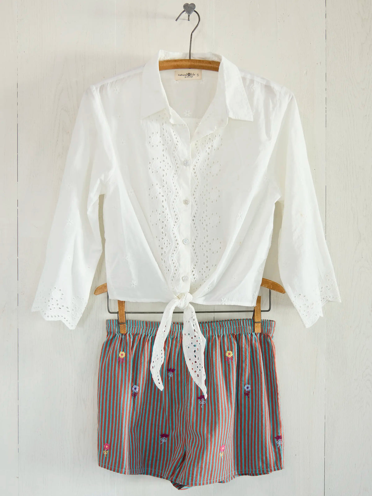Lyla Cotton Eyelet Tie Top - White