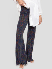 Cali Knit Flare Pants - Retro Paisley Navy