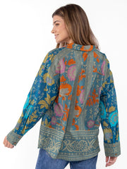 Barcelona Cotton Button Down - Teal Botanica