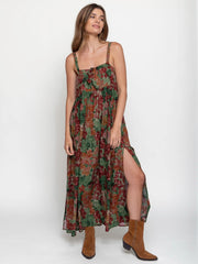 Patti Tie-Front Maxi Dress - Painted Floral Blooms