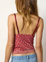 Deep V-Neck Cami - Brick Red Bandana