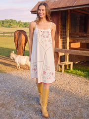 Loren Embroidered Midi Dress - Ivory