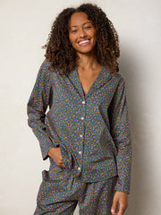 Mix & Match Cotton Long Sleeve Pajama Top - Mari Ditsy Navy