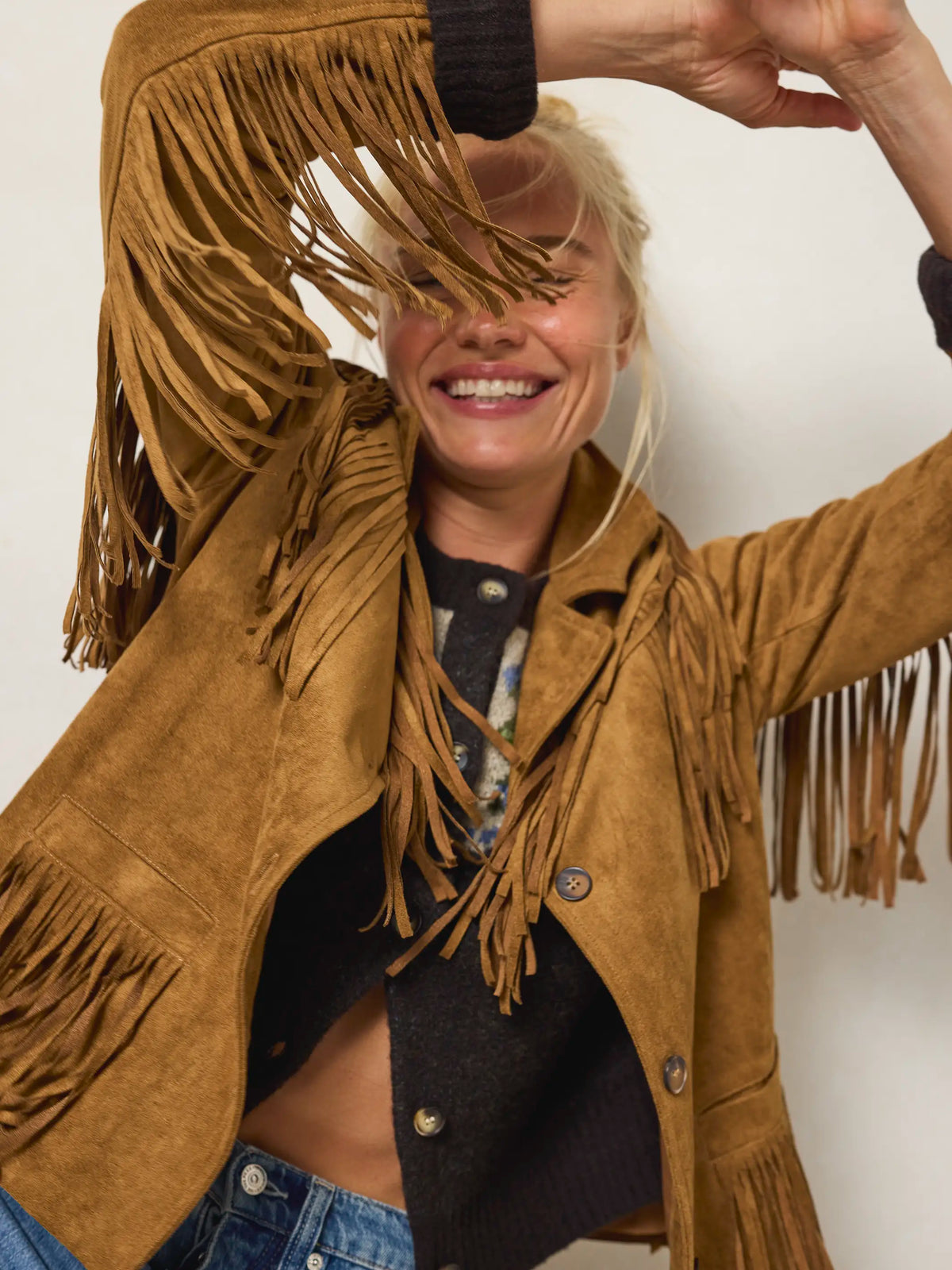 Ella Vegan Suede Jacket - Whiskey