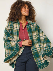 Palomino Poncho - Green Cream Plaid
