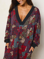 Johnnie Cotton Jumpsuit - Aspen Patchwork Burgundy