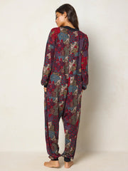 Johnnie Cotton Jumpsuit - Aspen Patchwork Burgundy