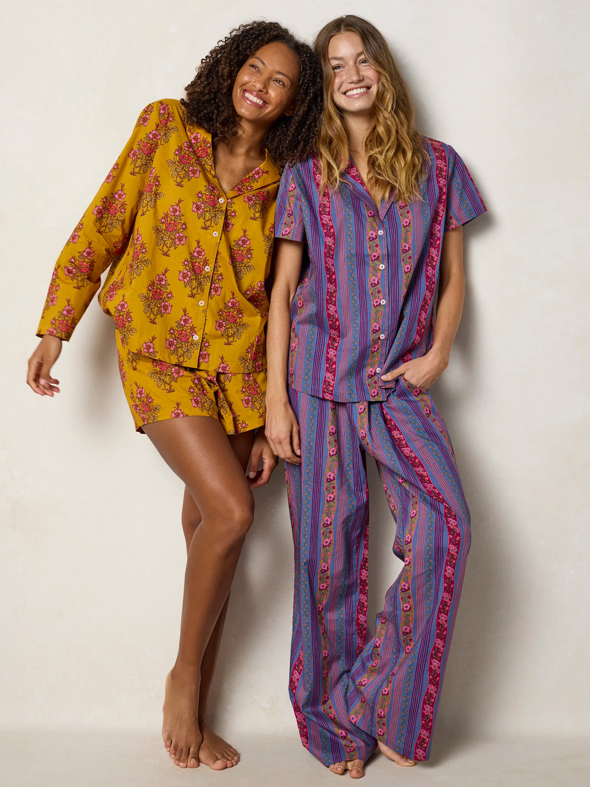 Mix & Match Cotton Short Sleeve Pajama Top - Flower Picking Teal