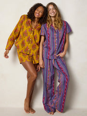 Mix & Match Cotton Short Sleeve Pajama Top - Mari Ditsy Navy