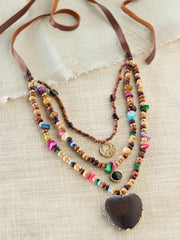 Vintage Wooden Heart Necklace