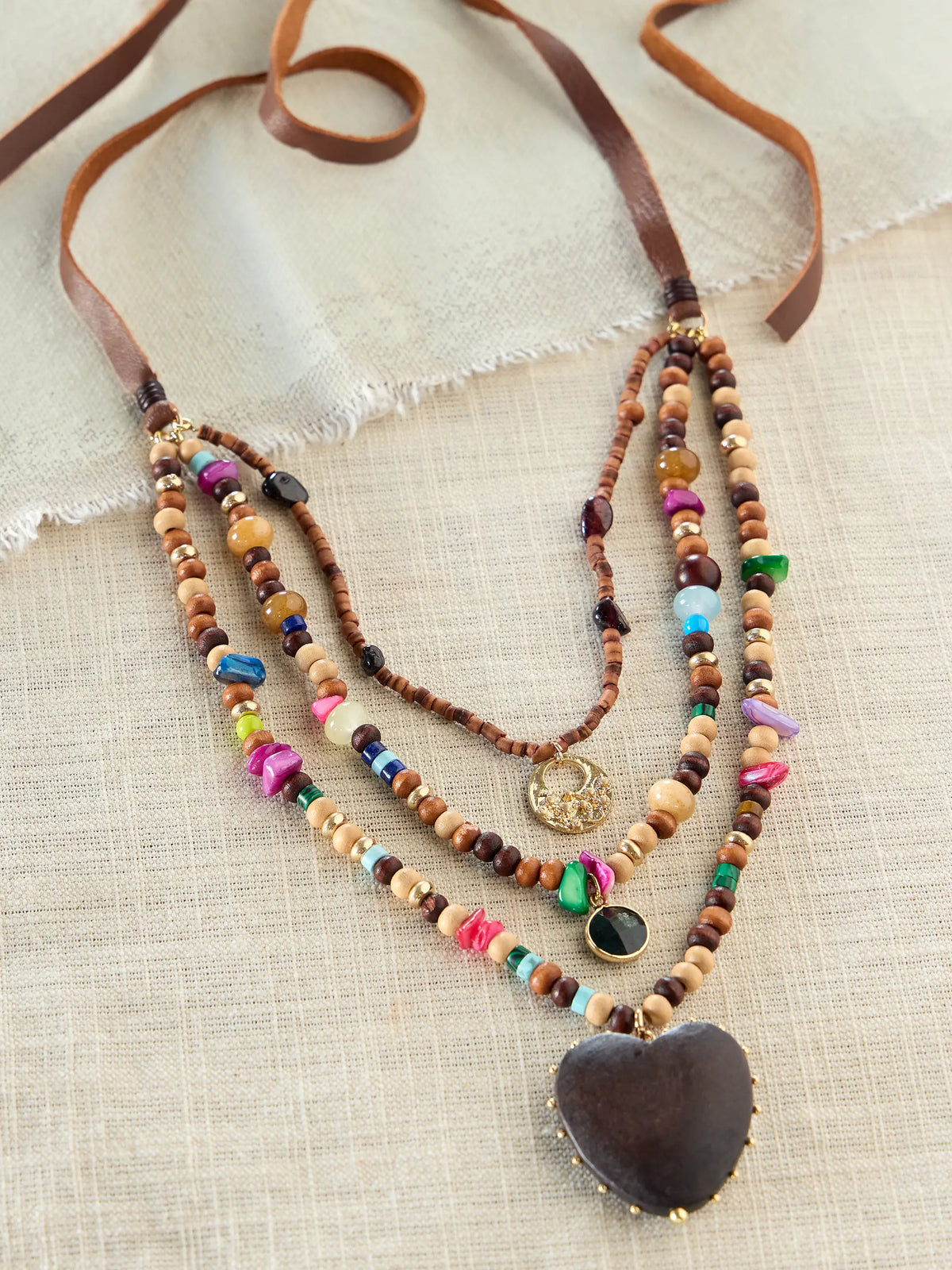 Vintage Wooden Heart Necklace