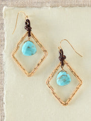 Hammered Gold & Turquoise Earrings