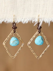 Hammered Gold & Turquoise Earrings