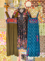 Patricia Embroidered Maxi Dress - Block Stamp Indigo