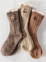 Little Things Embroidered Socks - Cabin