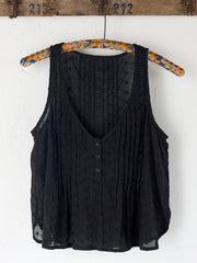 Savannah Sleeveless Cotton Eyelet Top - Black
