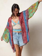 Sierra Kimono - Red Bandana Block Mix