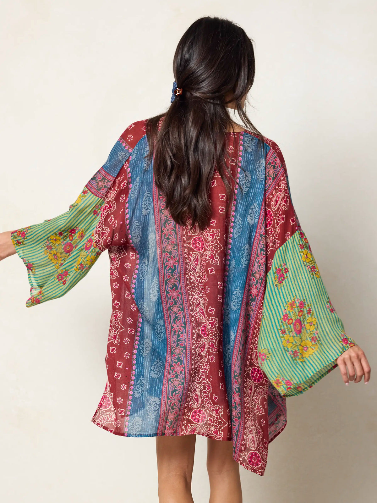 Sierra Kimono - Red Bandana Block Mix