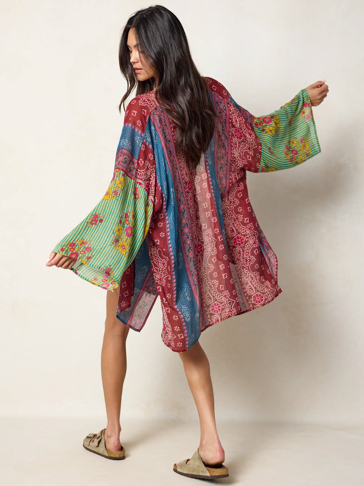 Sierra Kimono - Red Bandana Block Mix