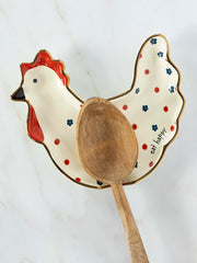 Ceramic Spoon Rest - Eat Happy Chicken