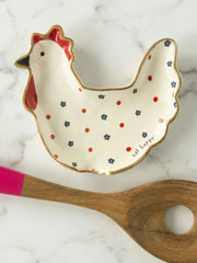 Ceramic Spoon Rest - Eat Happy Chicken