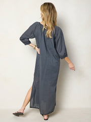 Christy Embroidered Cotton Maxi Dress - Charcoal