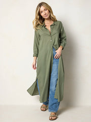 Drew Cotton Shirt Dress - Olive