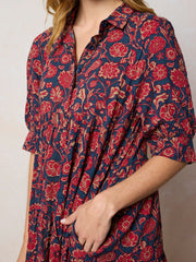 Rebecca Midi Dress - Ornate Paisley Navy