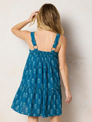 Embroidered Kate Mini Dress - Block Stamp Indigo