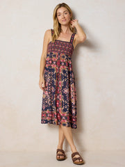 Spring In Your Step Midi Dress - Mandala Bandana Navy