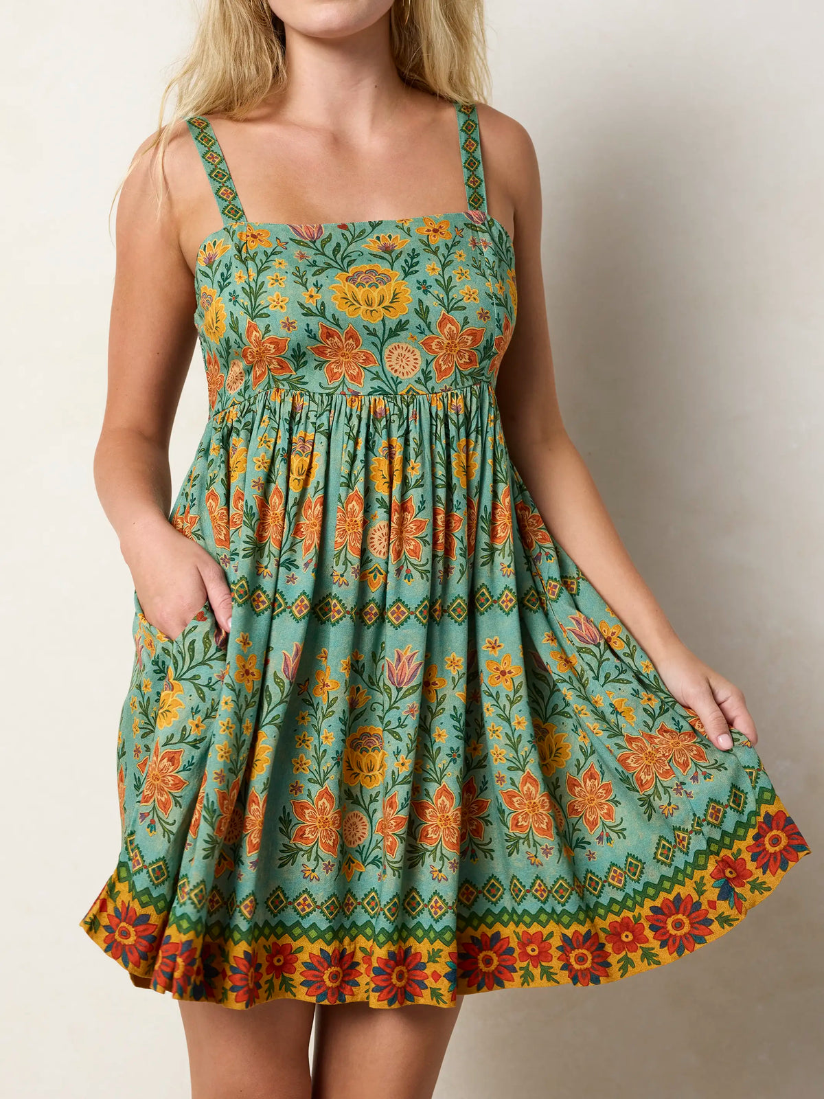 Bailey Mini Dress - Buttercup Floral Seafoam