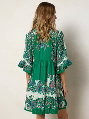 Capri Cotton Mini Dress - Kelly Green Floral
