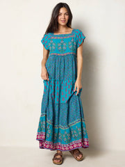 Berkley Maxi Dress - Teal Wildflower Tiles