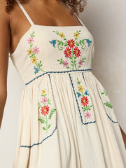 Bailey Embroidered Mini Dress - Oatmeal