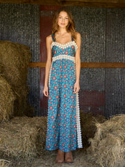 Tennessee Lace Trim Maxi Dress - Peony Block Teal
