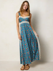 Tennessee Lace Trim Maxi Dress - Peony Block Teal
