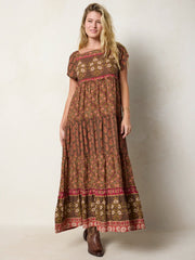 Berkley Maxi Dress - Wildflower Tiles Chocolate
