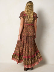 Berkley Maxi Dress - Wildflower Tiles Chocolate