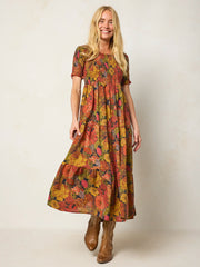Daisy Tiered Maxi Dress - Autumn Roses Gold