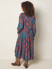 Rebecca Long Sleeve Midi Dress - Sintra Bandana Charcoal