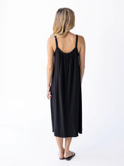 Relaxed Button Down Midi Dress - Black