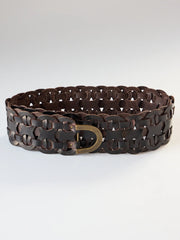 Chain Leather Belt - Brown