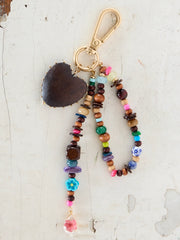 Vintage Wooden Heart Bag Charm Keychain