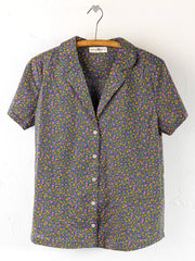 Mix & Match Cotton Short Sleeve Pajama Top - Mari Ditsy Navy